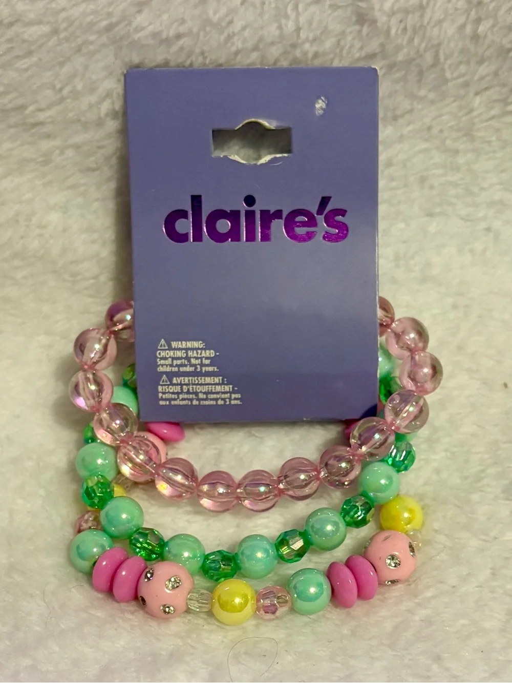 Claire's Pastel Pink, Mint & Yellow Bead Bracelet Trio